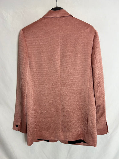 BA&amp;SH. Pink satin blazer with black buttons. Size 1 (S)
