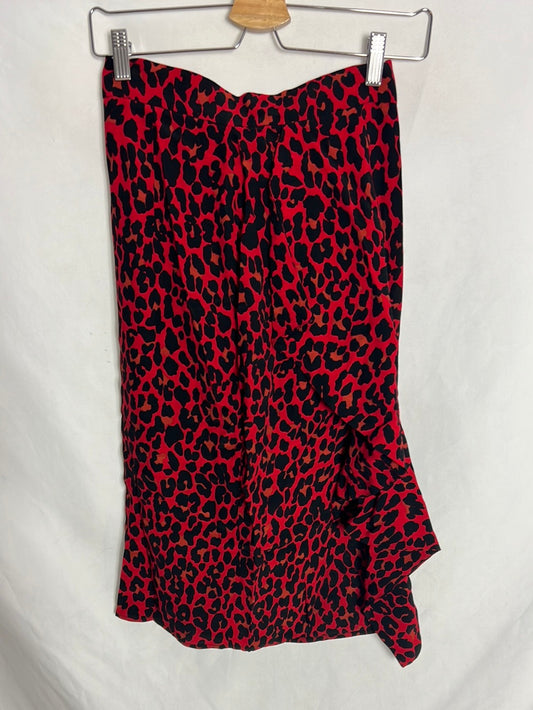 ZARA. Red animal print midi skirt. Size XS