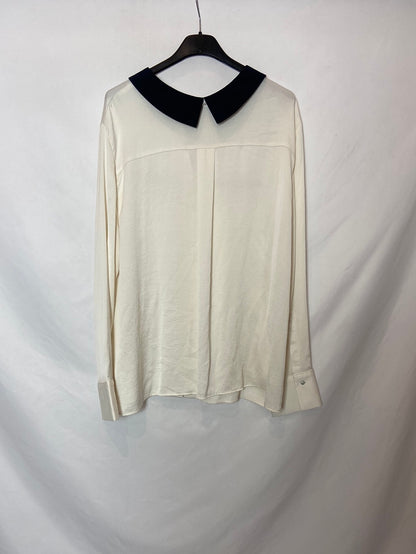 ZARA. Camisa blanca detalles azules T. XXL