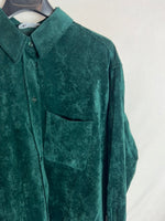 ZARA. Camisa botones textura verde. T.M