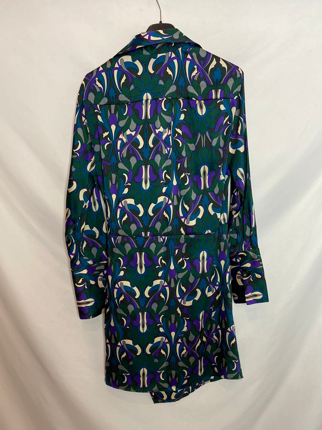 MANGO. Vestido cruzado estampado. T.S