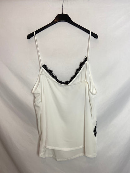 VIOLETA BY MANGO. Top blanco de tirantes T.L