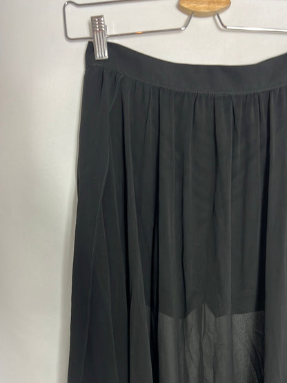 ZARA. Falda negra semitransparente asimétrica. T S