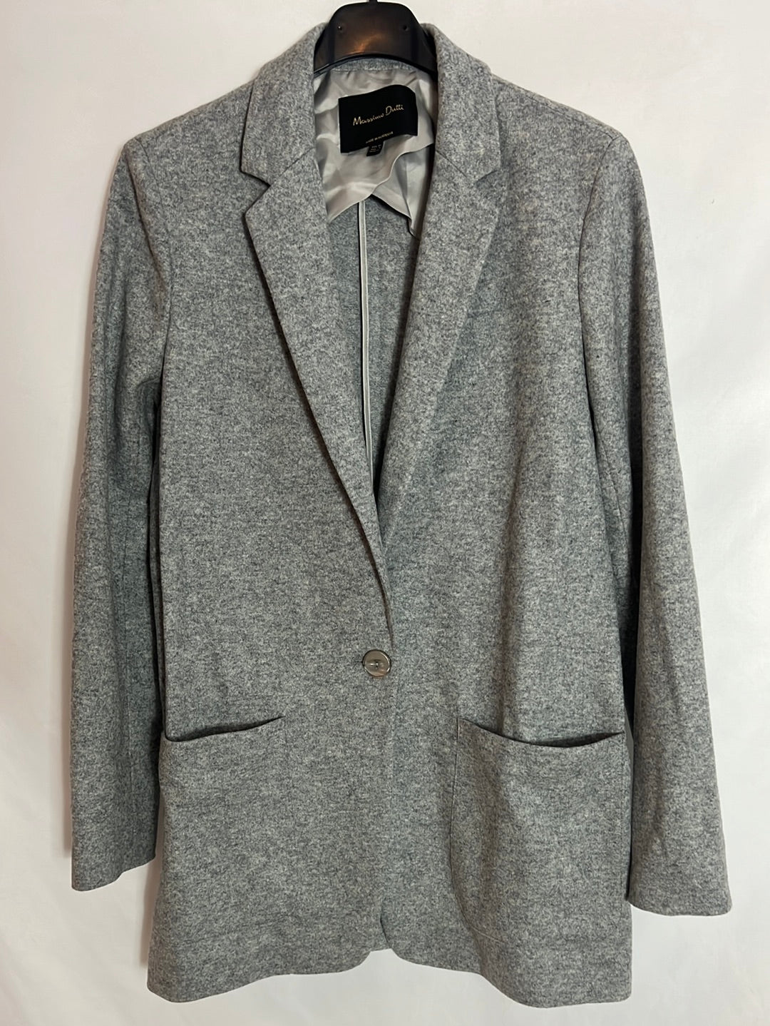 MASSIMO DUTTI. Blazer gris textura bolsillos. T 36