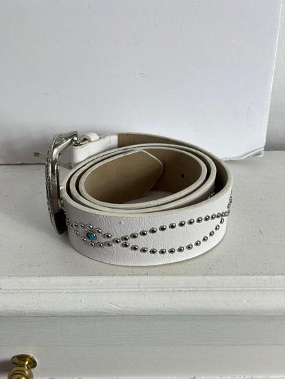 LOAVIES. White studded belt