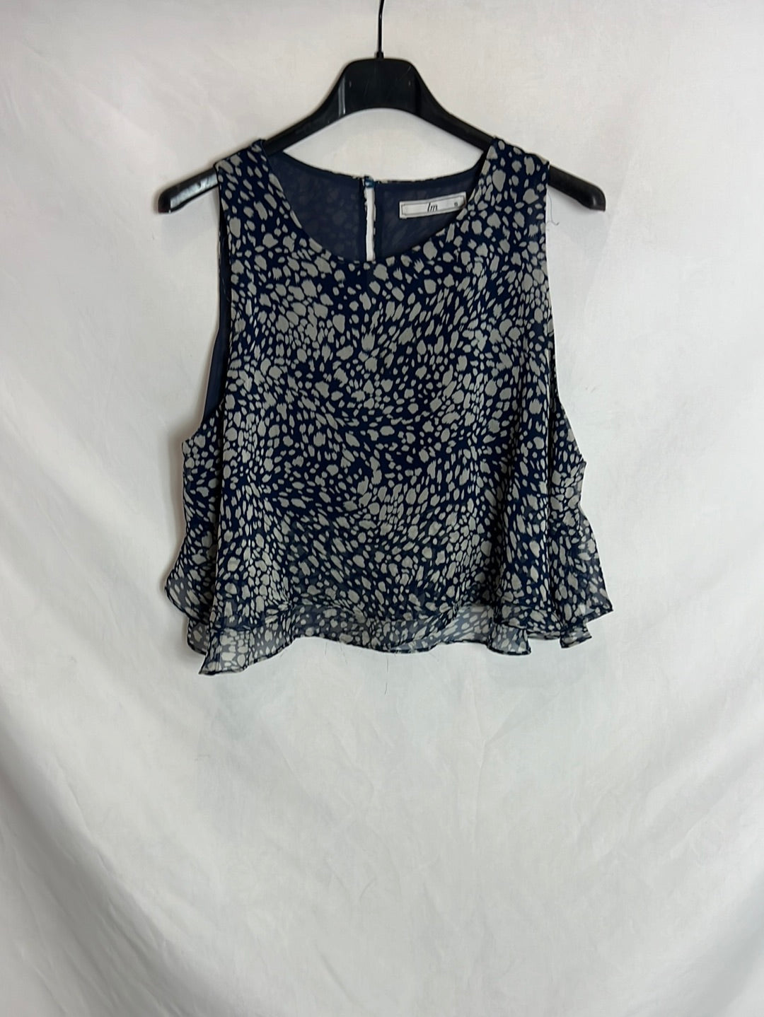 LM. Top corto azul fluido estampado. T S