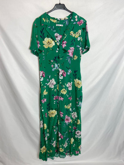 BERSHKA. Vestido largo flores T. M