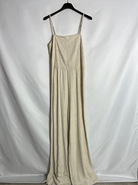 STRADIVARIUS. Beige linen-effect long jumpsuit. TM