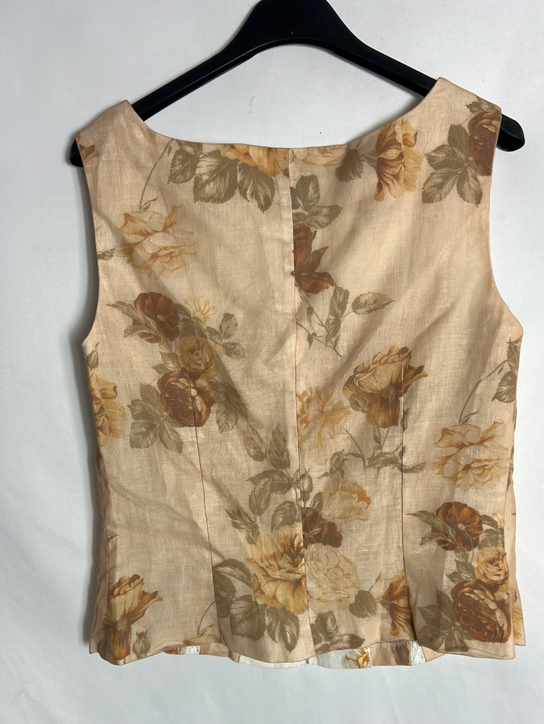 JAVIER OROQUIETA. Total look falda y top lino estampado. T 40 (tara)