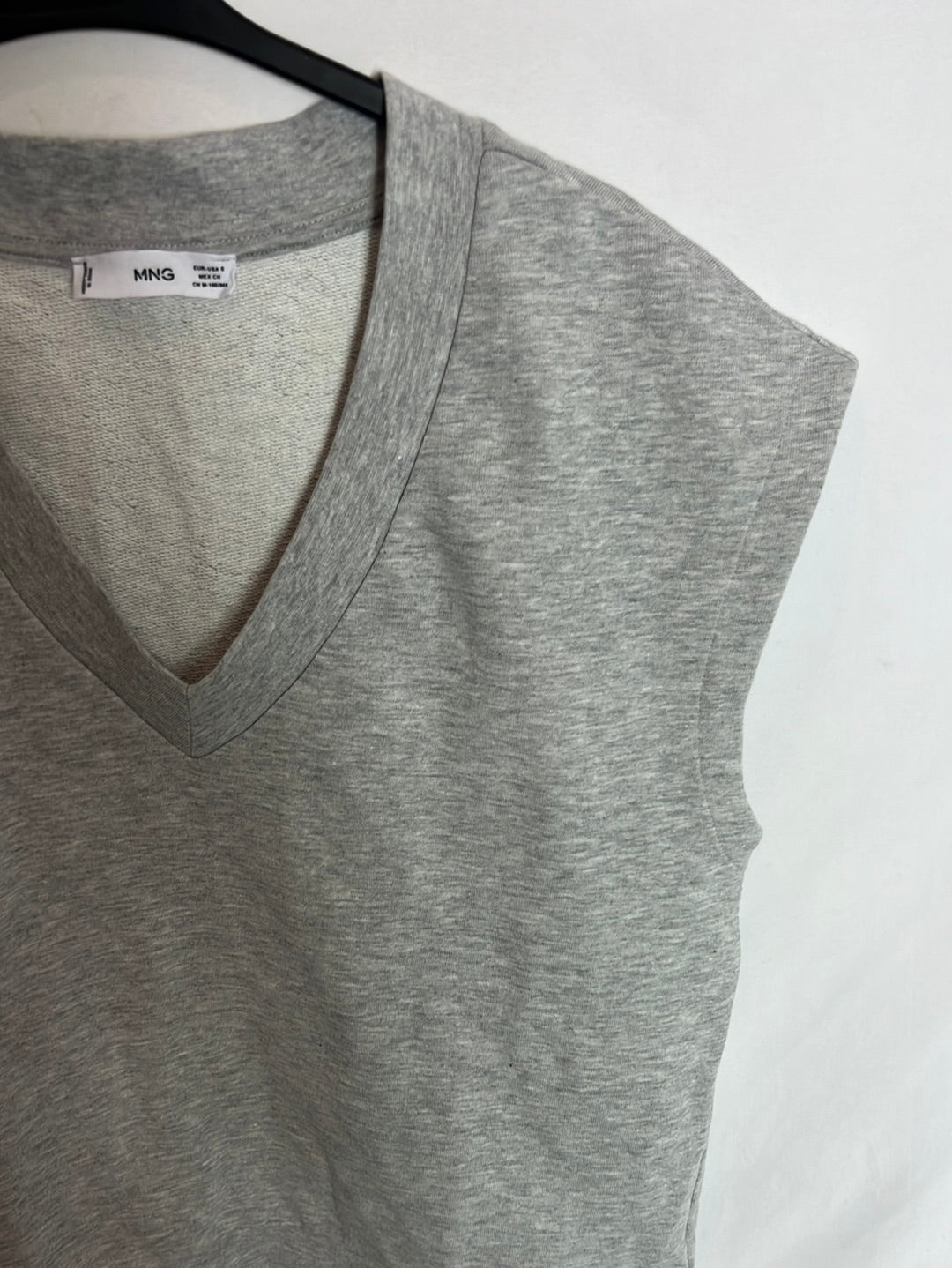 MANGO. Chaleco algodón gris. T.S