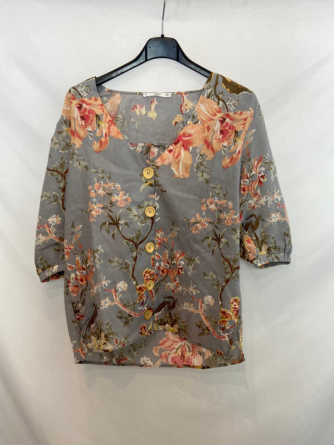 MANGO. Blue floral blouse. TS