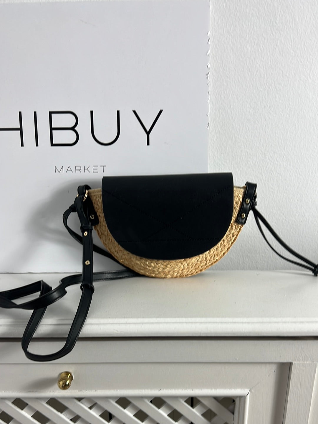 MANGO. Bolso rafia asa larga