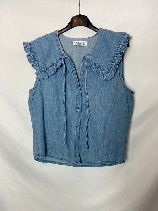 PULL&BEAR. Camisa denim cuello bebé. T.M