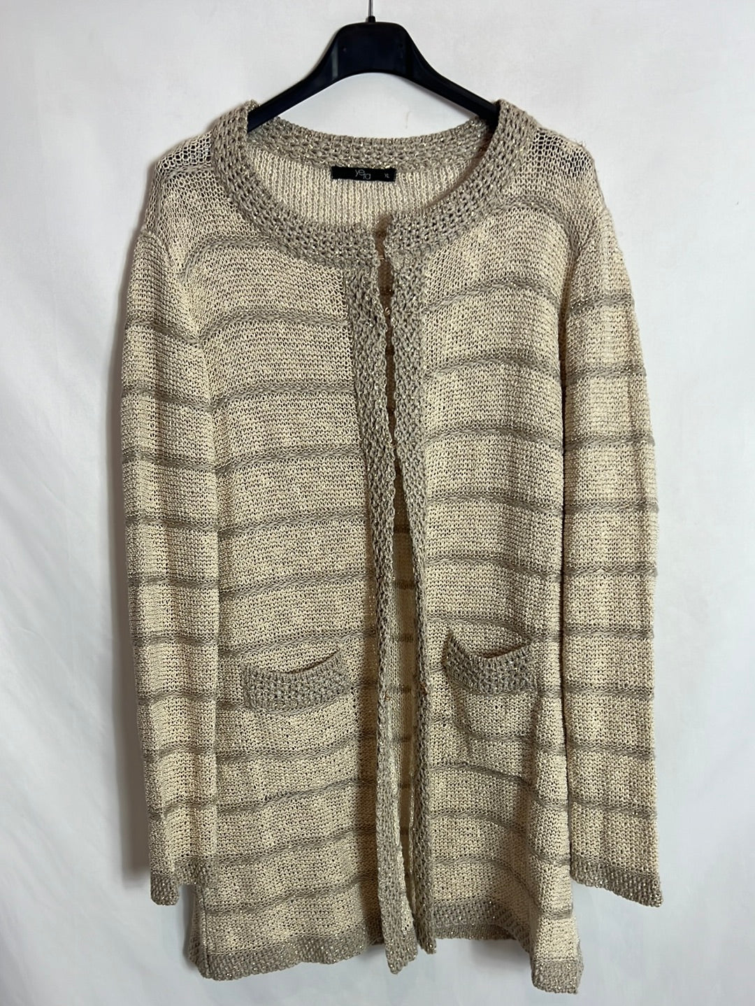 YERA. Chaqueta abierta hilos dorados. T XL