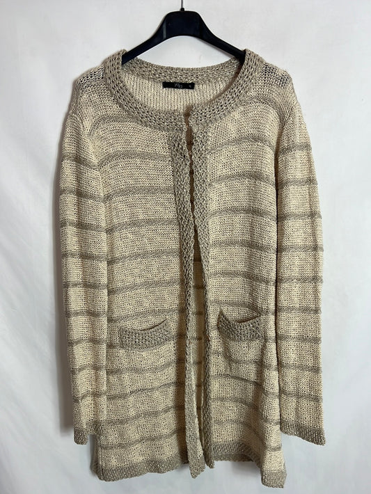 YERA. Chaqueta abierta hilos dorados. T XL