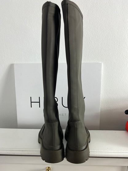 ZARA. Botas altas verdes plataforma. T 37 (tara)