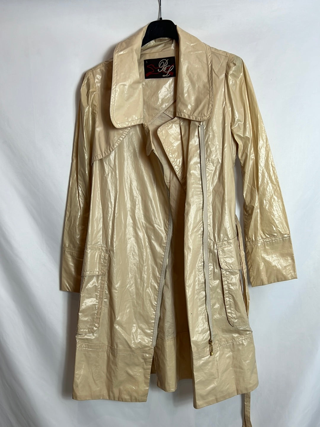 BIMBA Y LOLA. Textured beige midi trench coat. TS