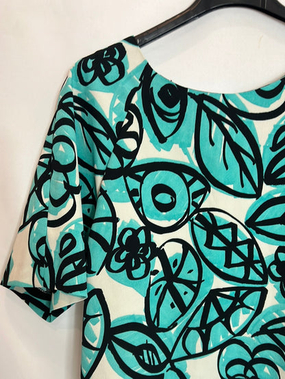 PEDRO DEL HIERRO. A total look with a printed top and pants. Size 38/40