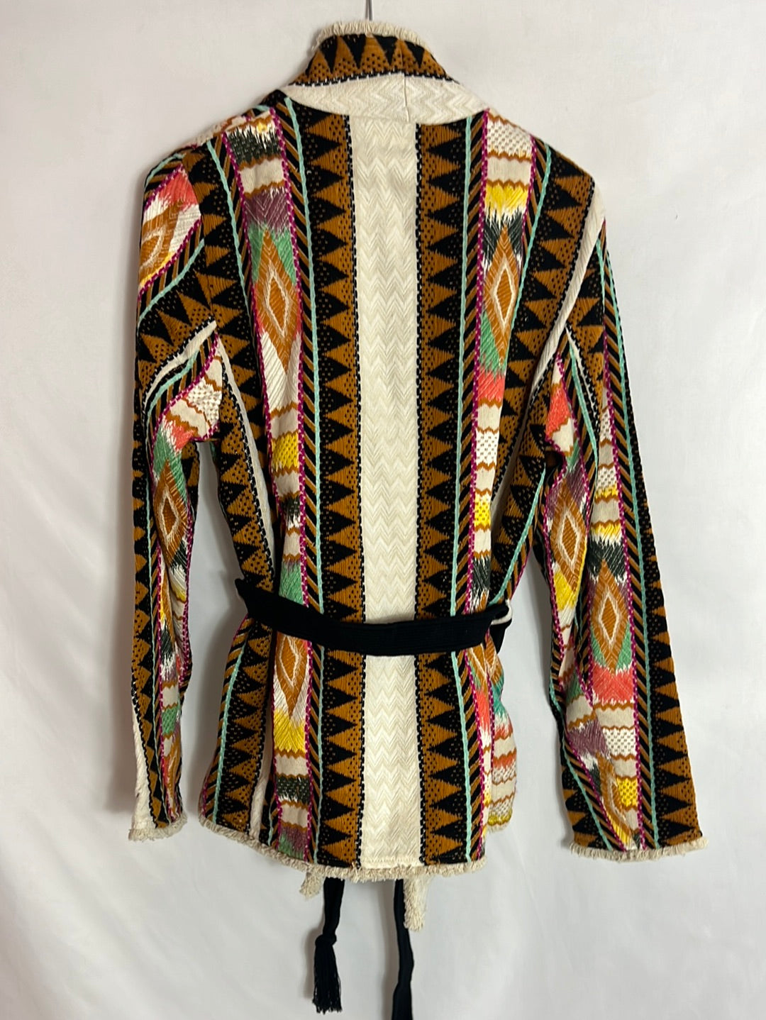 H&amp;M. Ethnic print jacket with belt. Size XS