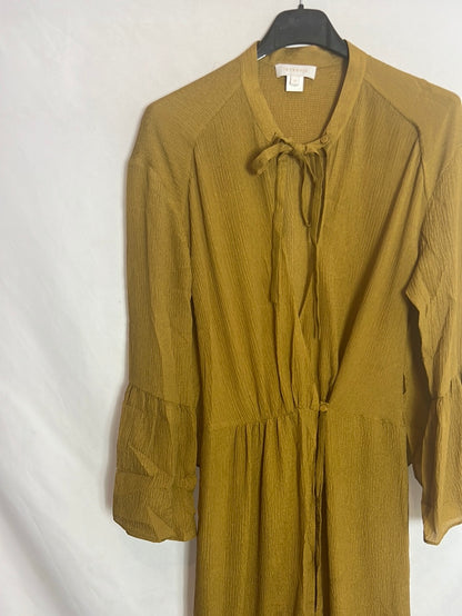 INTROPIA. Mustard open dress, size 38