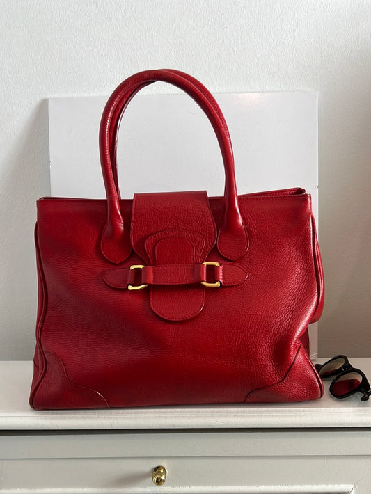 FRANCESCO ROGANI. Bolso piel  tote rojo. (Tara)