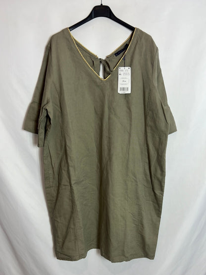 VIOLETA BY MANGO. Short green linen dress. Size XL Hibuy market VIOLETA BY MANGO. Short green linen dress. Size XL Hibuy market