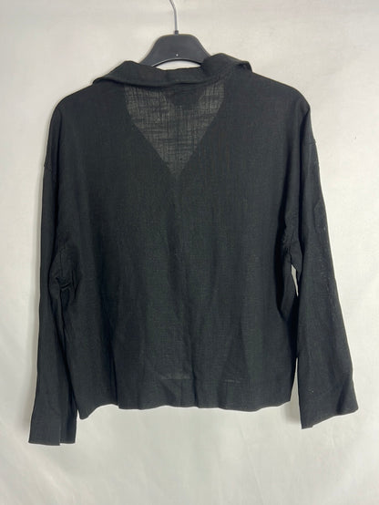 PEPALOVES. Blusa negr corta efecto lino.T Xs