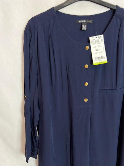 MANGO. Vestido corto azul botones. T XL