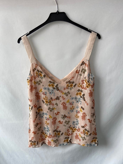 MASSIMO DUTTI. Pink floral top T.34