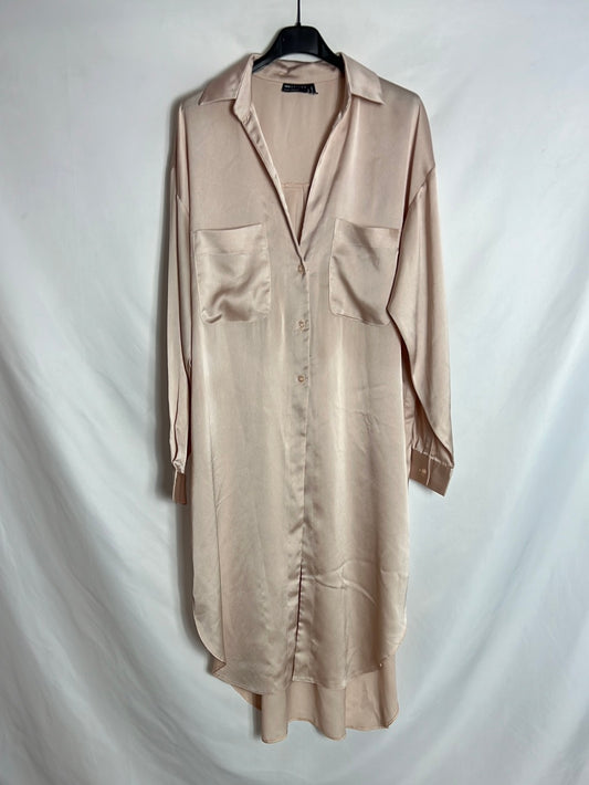 ASOS. Pink satin kaftan maxi blouse. Size 38