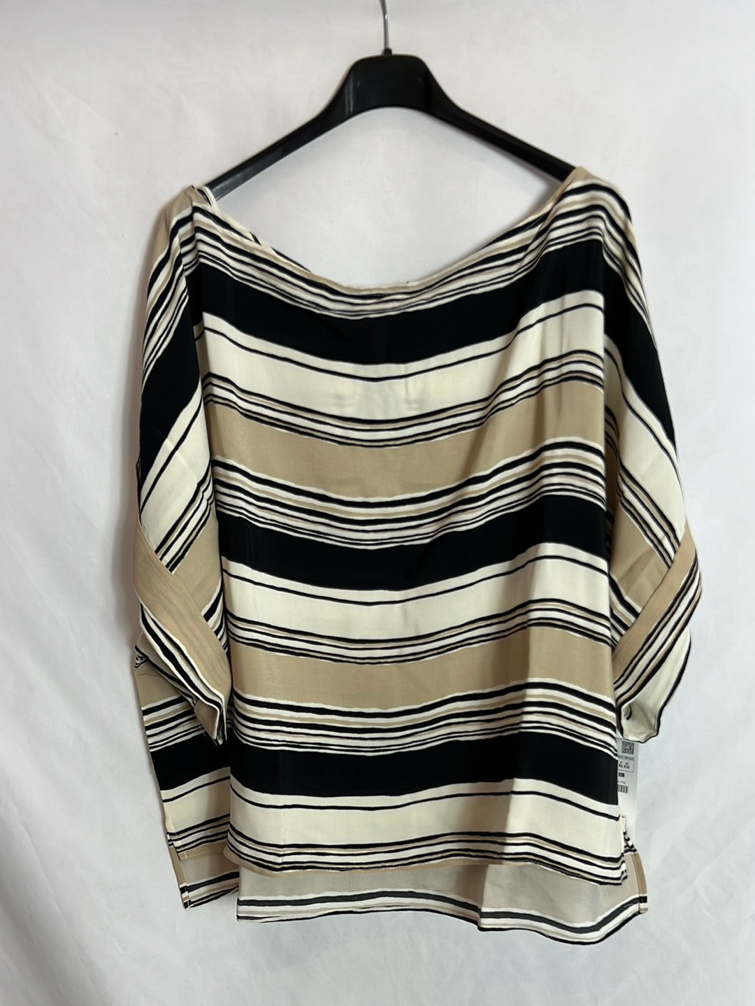 ZARA. Blusa manga rayas fluida. T XL