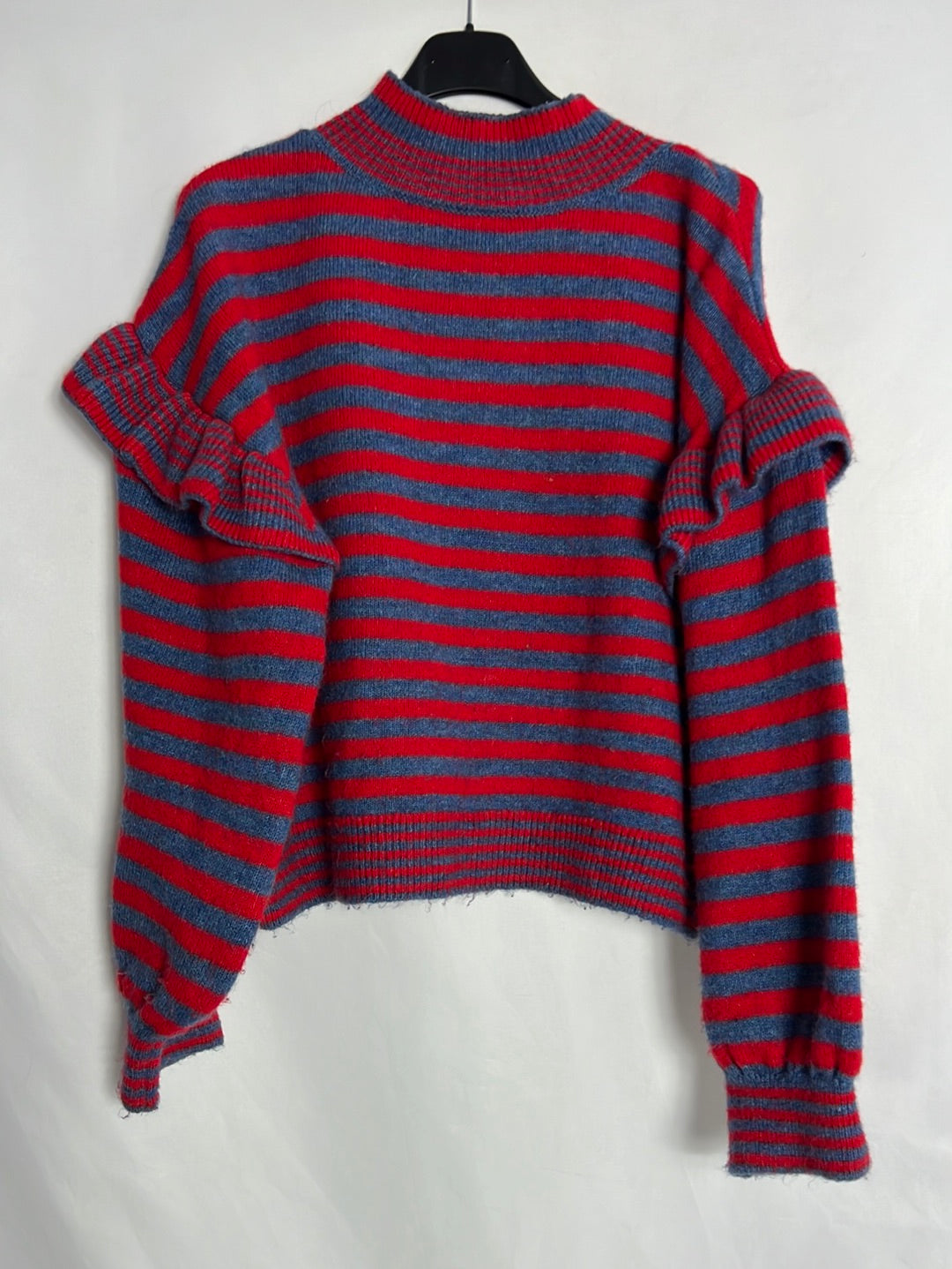 MANGO. Jersey rayas manga volante. T M