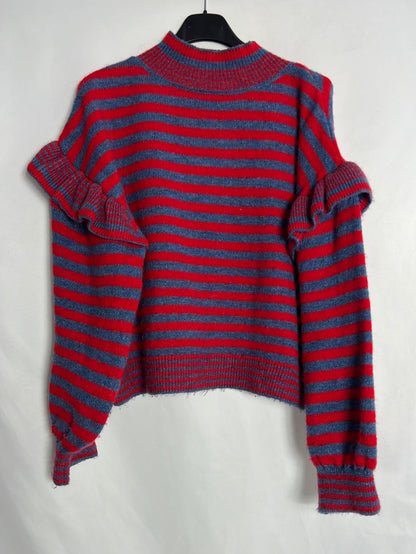 MANGO. Jersey rayas manga volante. T M