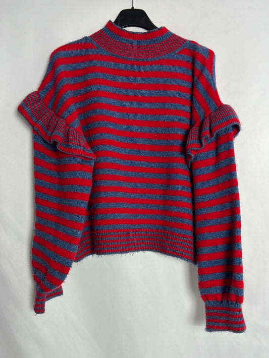 MANGO. Jersey rayas manga volante. T M