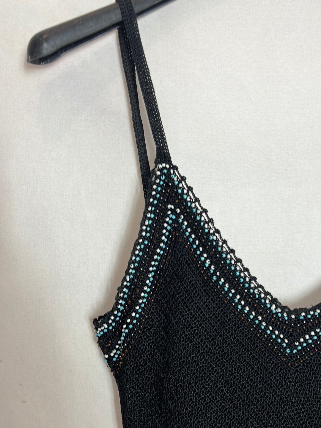 DON ALGODÓN. Black beaded knit top, size 38