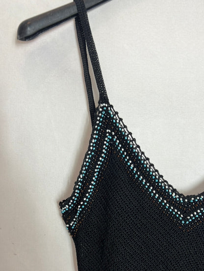 DON ALGODÓN. Black beaded knit top, size 38