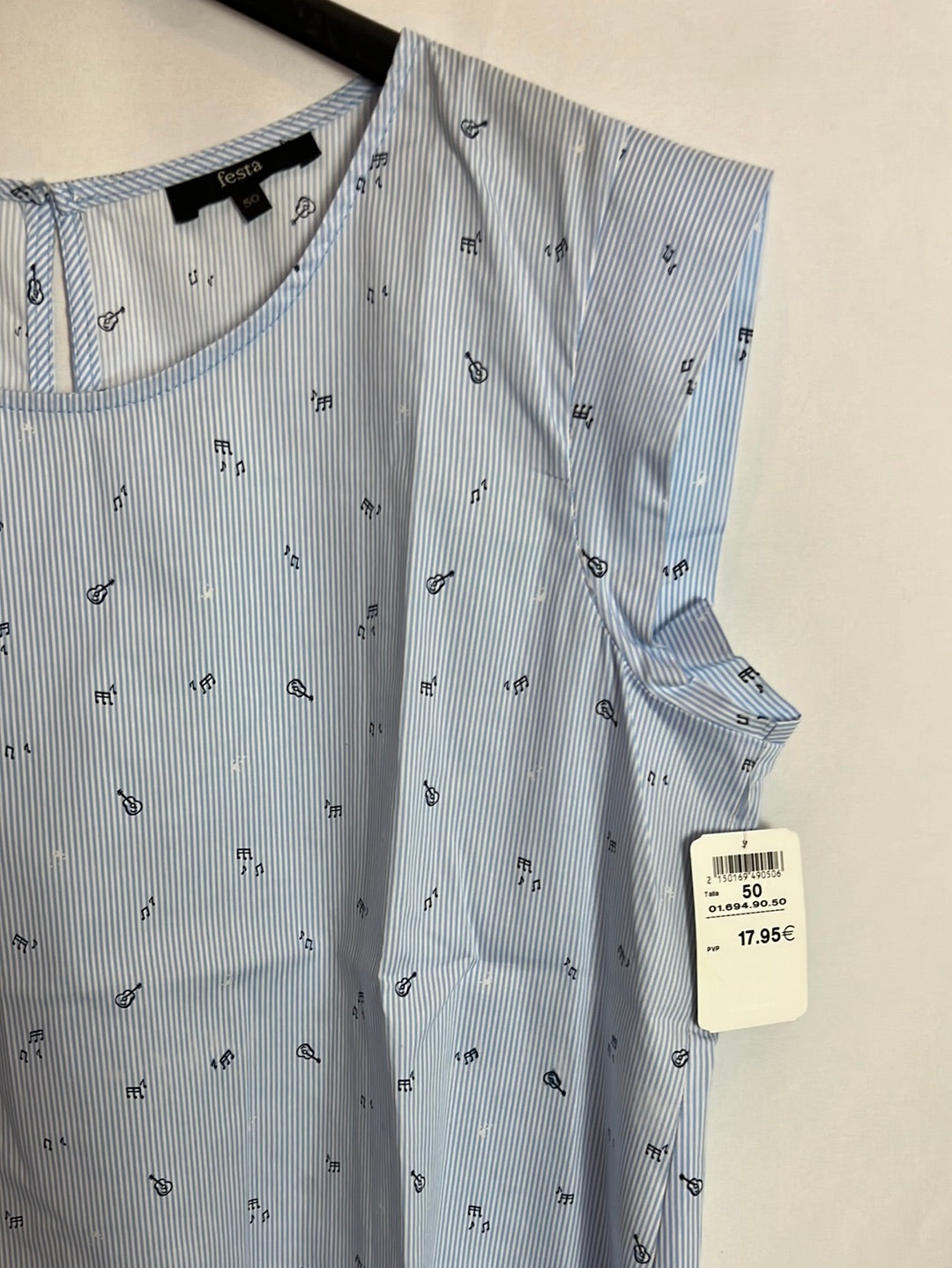 FESTA. Blusa sin mangas rayas y dibujos. T 50 (XXL)