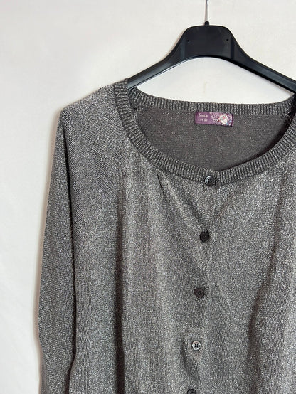 FESTA. Gray cardigan with silver threads. Size 50