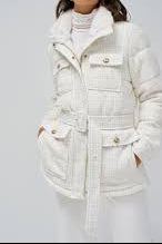 SALSA JEANS. Abrigo blanco tweed