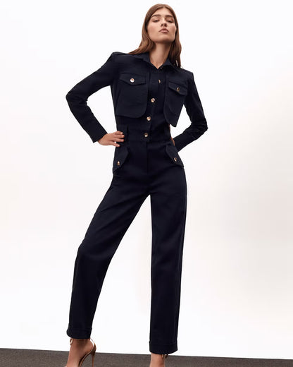 IQ COLLECTION. Mono  azul botones dorados