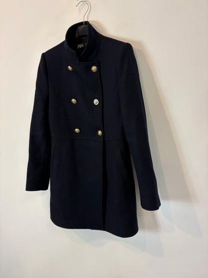 ZARA. Abrigo lana azul marinero