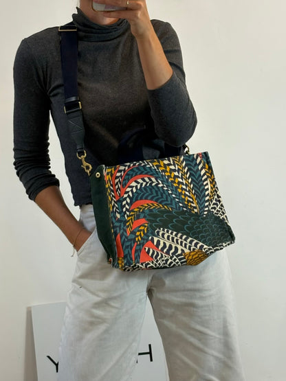 Bolso tela estampado asa larga