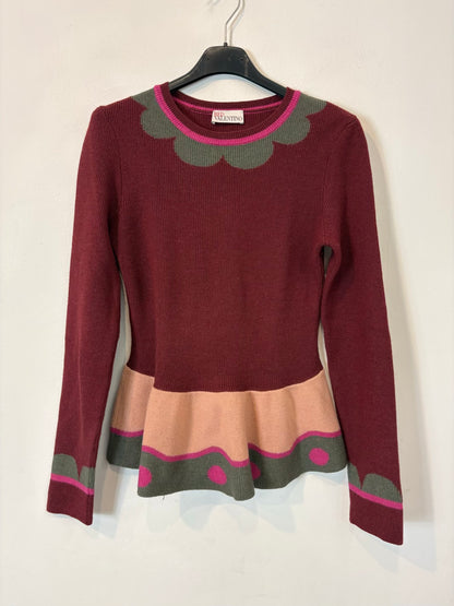 RED VALENTINO. Jersey burdeos detalle cintura