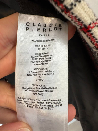 CLAUDIE PIERLOT. Abrigo largo alna cuadros