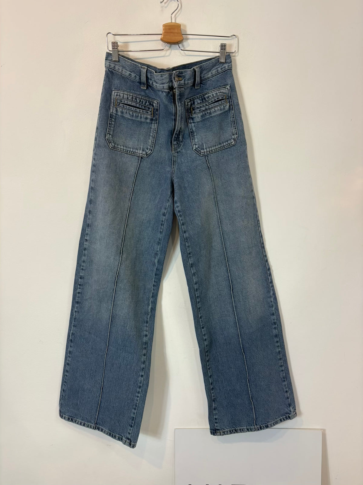 MASSIMO DUTTI. Denim pata ancha costura