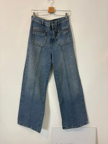 MASSIMO DUTTI. Denim pata ancha costura
