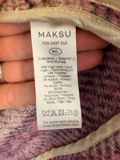MAKSU. Chaleco lana tonos rosas cinturón