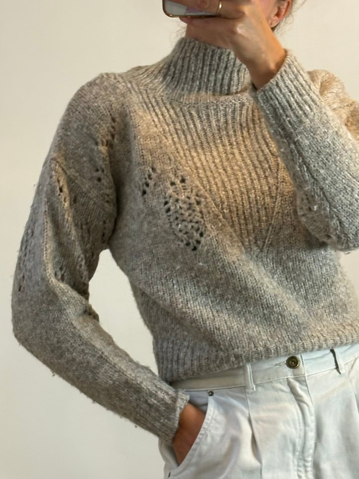 IRO. Jersey gris claro lana y alpaca