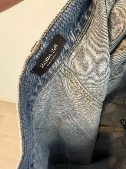 MASSIMO DUTTI. Denim pata ancha costura