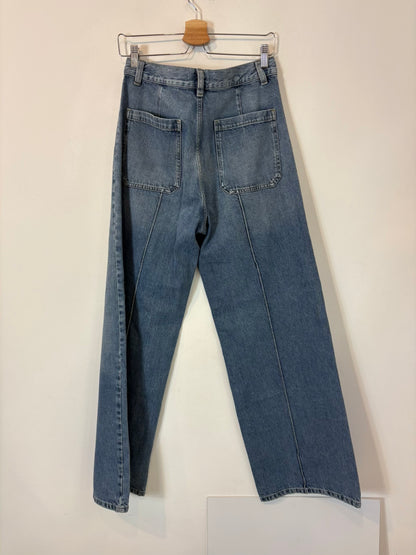 MASSIMO DUTTI. Denim pata ancha costura